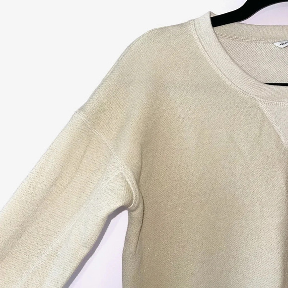 American Eagle Cream & Gold Metallic Sparkle Pullover Sweatshirt Small Women’s - Picture 3 of 12